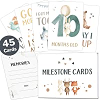 Los mejores  - Juego de 45 tarjetas Milestone para bebés y niñas + caja de regalo ideal para cumpleaños- Navidad o baby shower…
